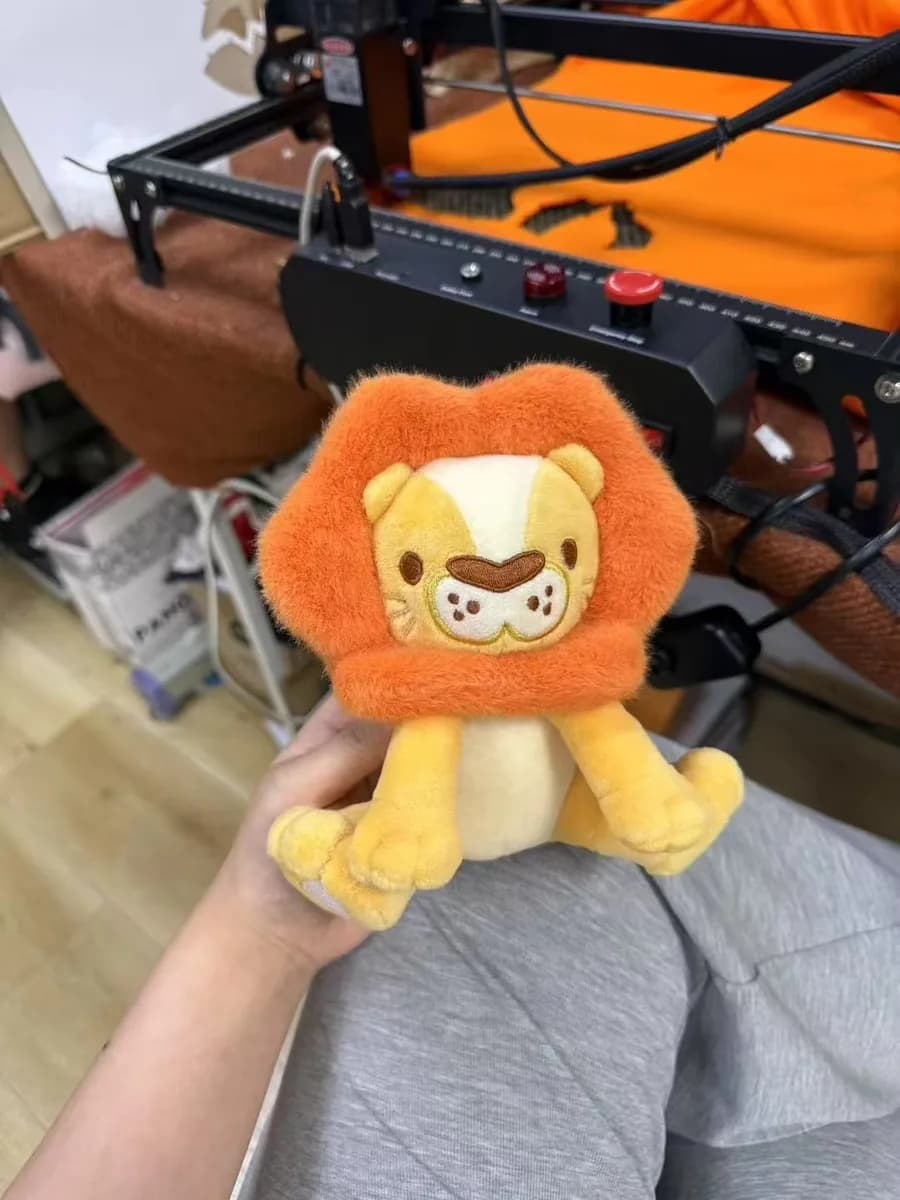 Custom lion stuffed animal with long-pile mane