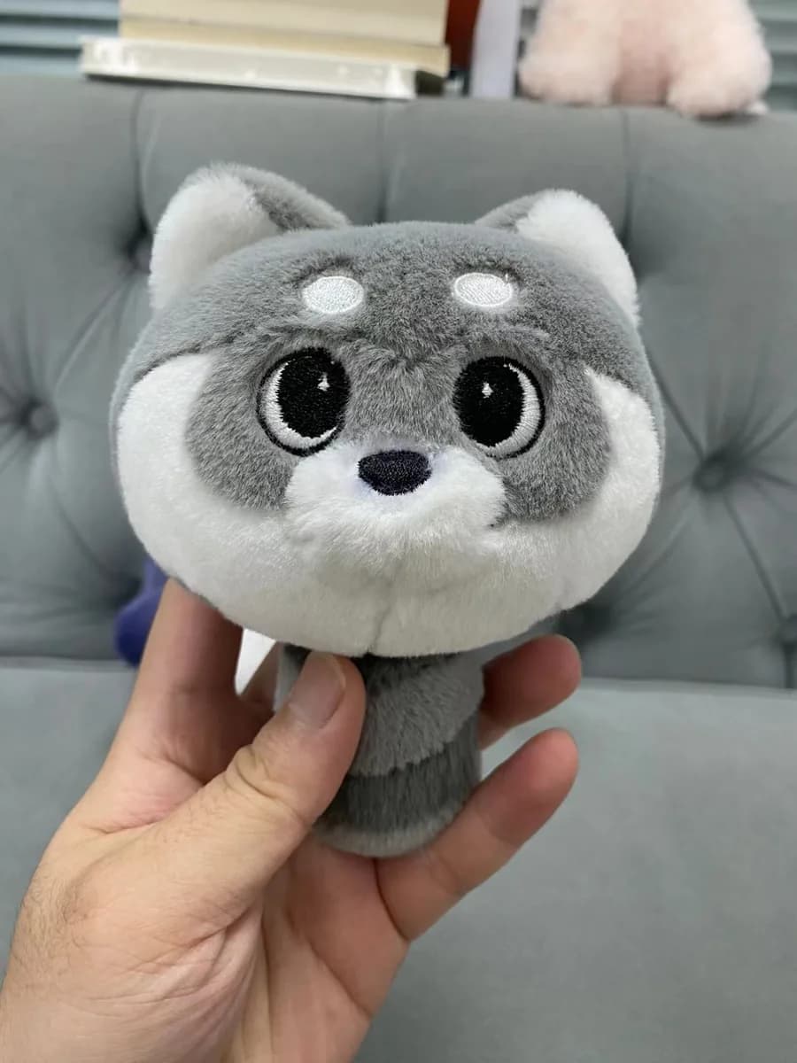 Grey wolf plush toy with airbrushed shading