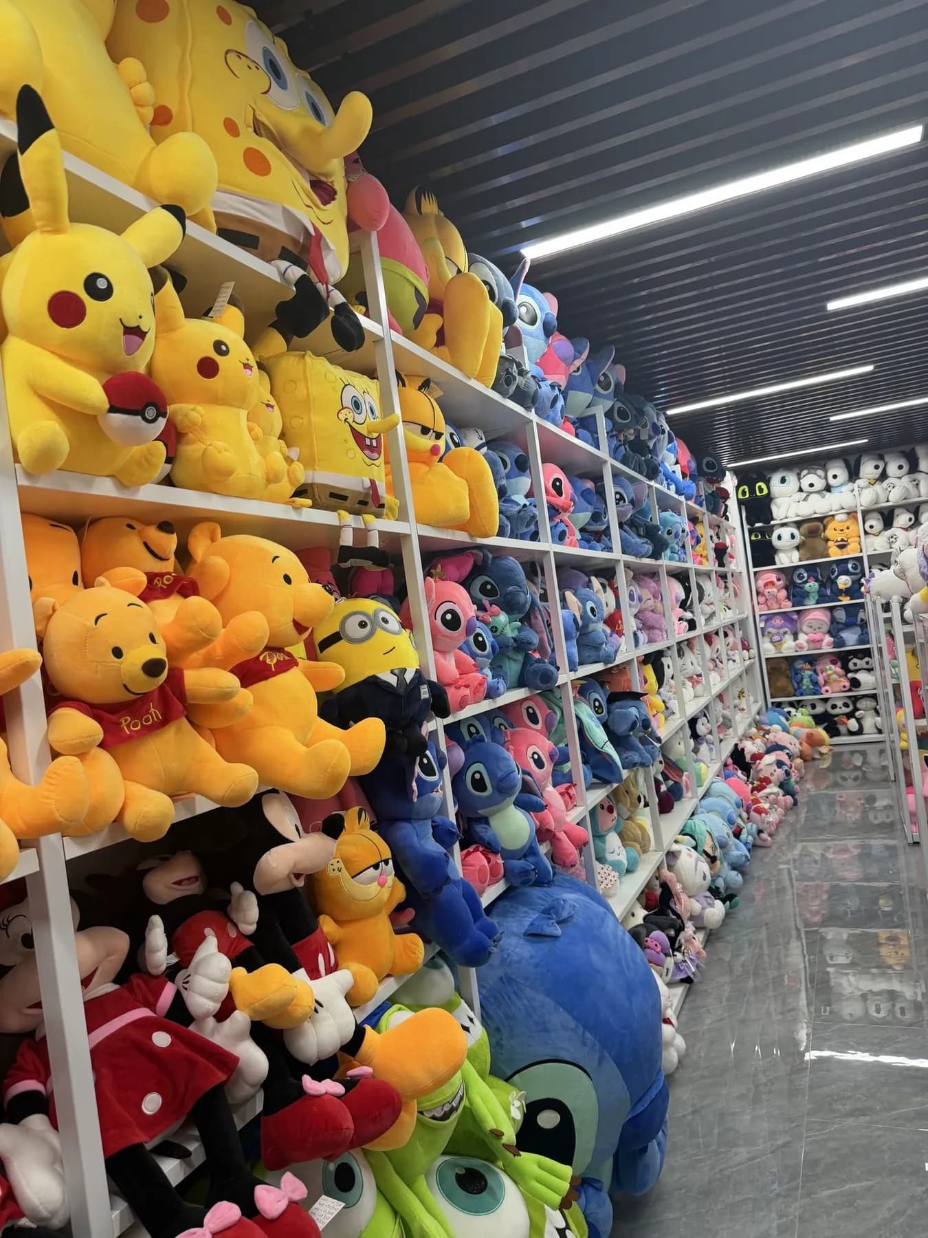 Finished plush stock on warehouse racking