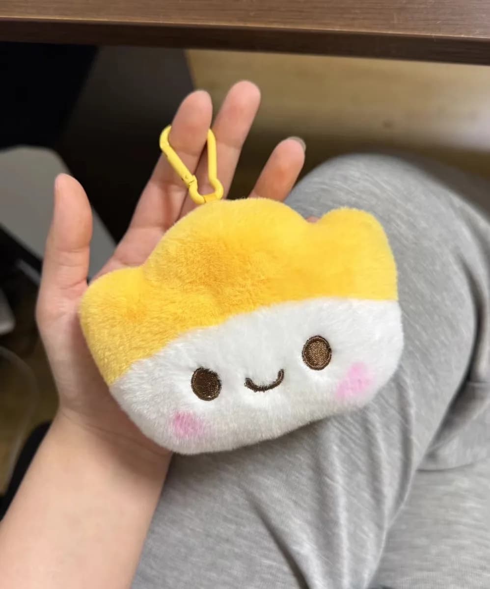 Sushi plush keychain with embroidered smiling face