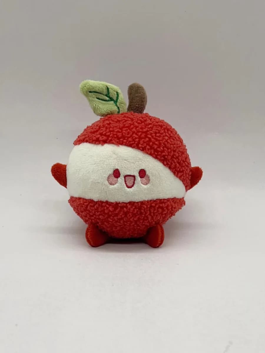 Apple bear plush toy with a fabric leaf