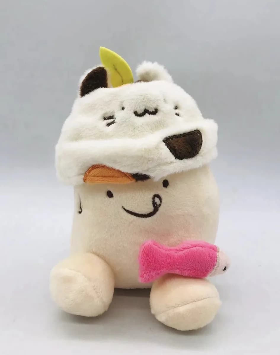 Cow character plush toy with a soft hood
