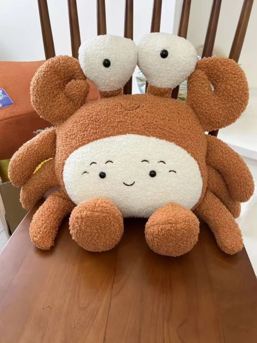 Crab character plush toy with soft moulded claws