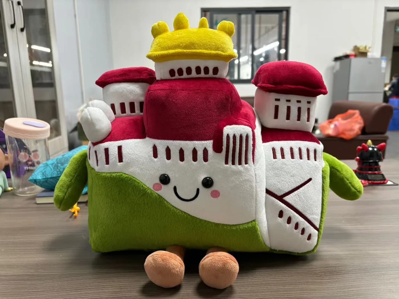 Pair of castle landmark plush souvenirs for a museum gift shop