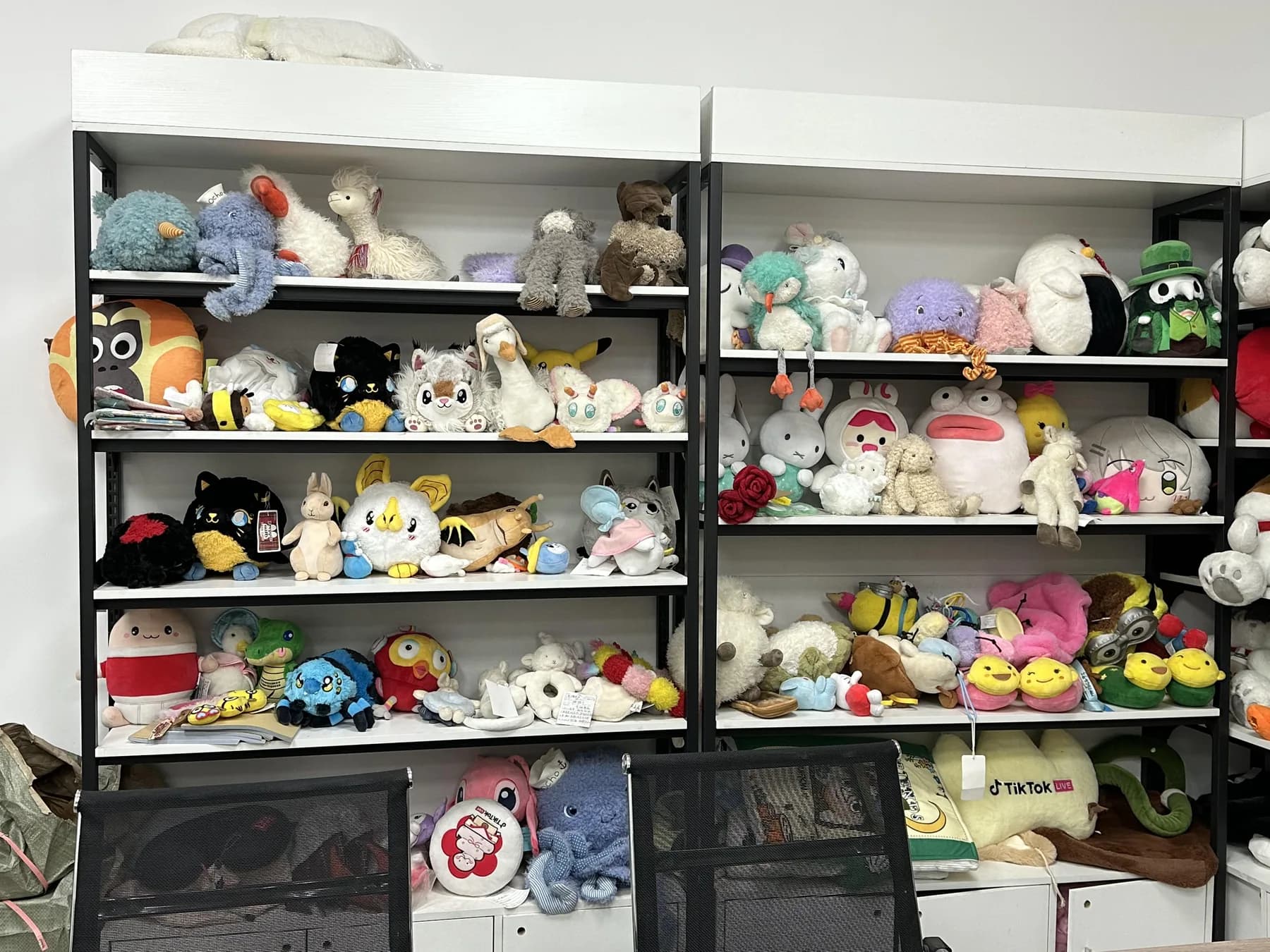 Showroom shelving with custom plush samples